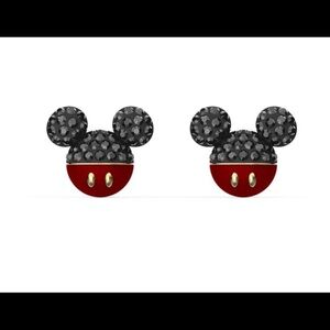 Swarovski Crystal Mickey Pierced Earrings, Black, Gold-Tone Plated 5566691